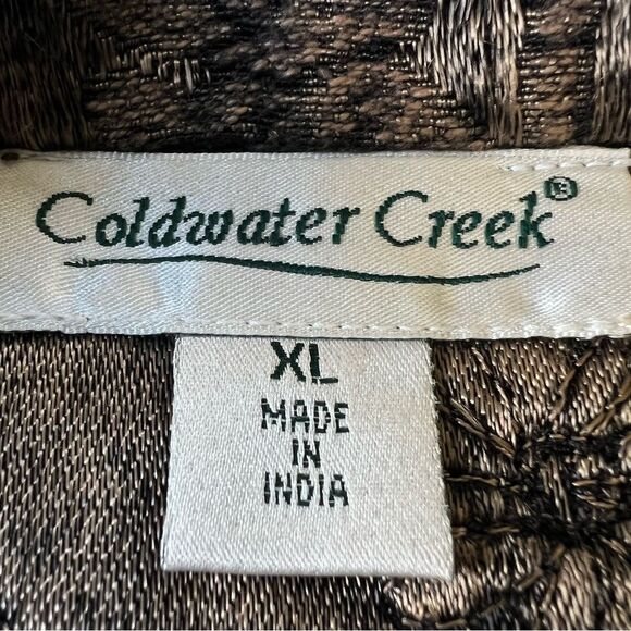 Coldwater Creek Burnout Art to Wear Mocha Embroidered Denim Jacket Size XL - Picture 10 of 15